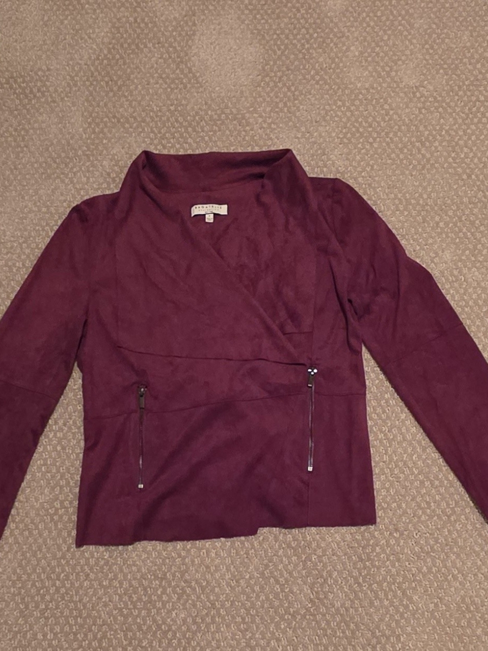 Chaps Women's Plum Faux-Suede Zip-Front Jacket